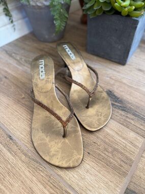 Moda Brown Glitter Strap Sandals